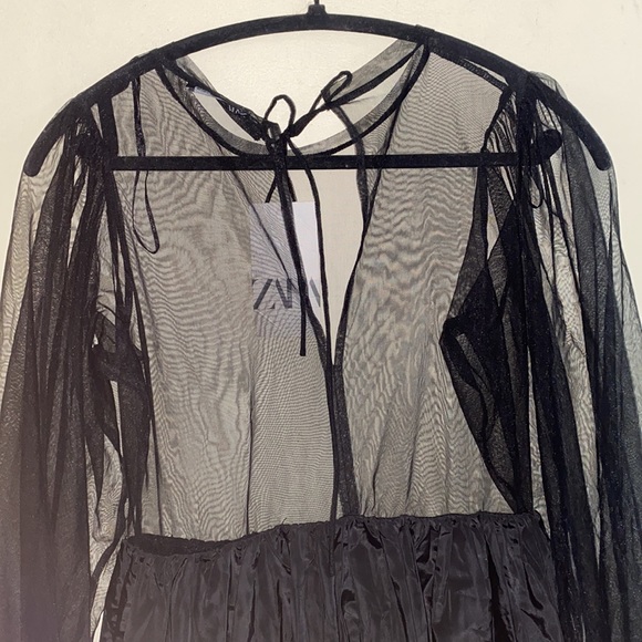 NWT Zara Tulle Organza Sheer Dress Size S - Picture 10 of 11